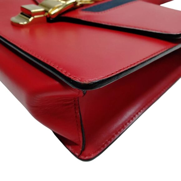790670BA (X6) Gucci Crossbody Bag Sherry Line Red Leather - Picture 5 of 9
